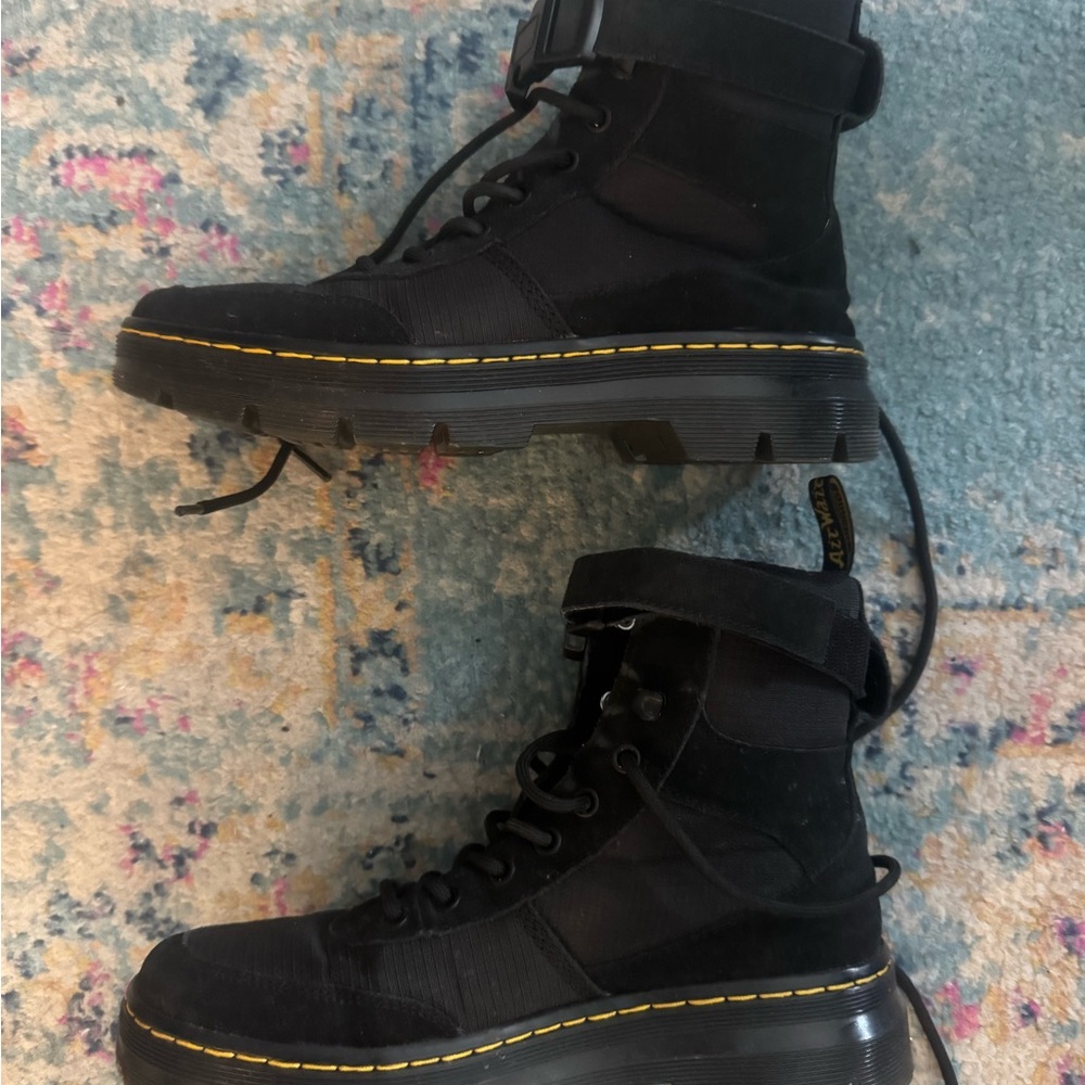 Dr. Martens Black Lace Up Boots with Yellow Stitching